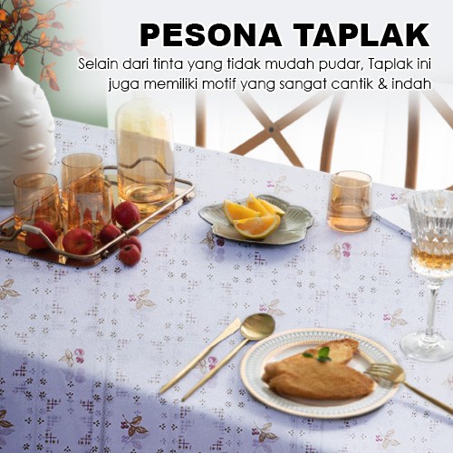 Taplak Meja Makan Ruang Tamu Anti Air Tebal Premium Kotak Ukuran 137 x 183 cm - D17