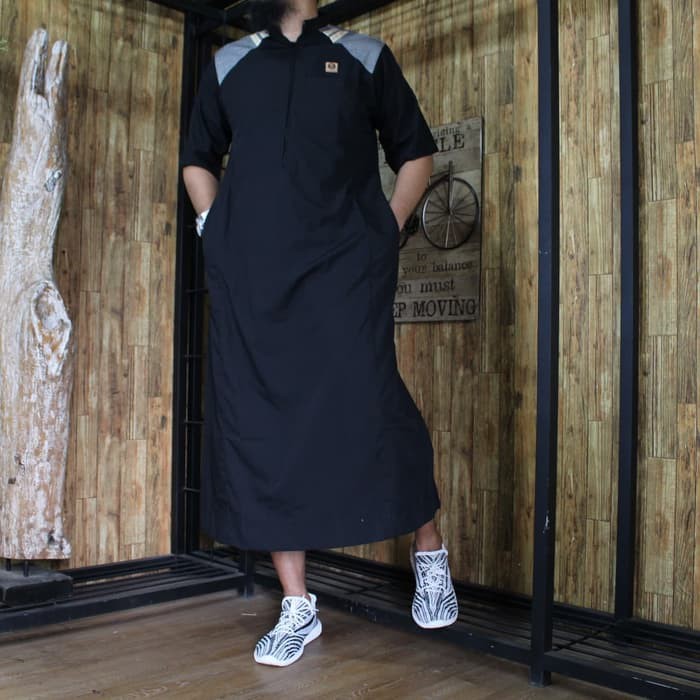 Gamis jubah pria dubai lengan pendek al amwa- jubah pria dubai lengan