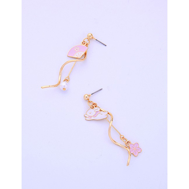 LRC Anting Tusuk Fashion Gold Drip Fan: Bunny: Pearl Earrings F94084