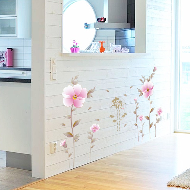 RELIZA WALLSTICKER BUNGA PINK FLOWERS HOME DECOR HIASAN DINDING