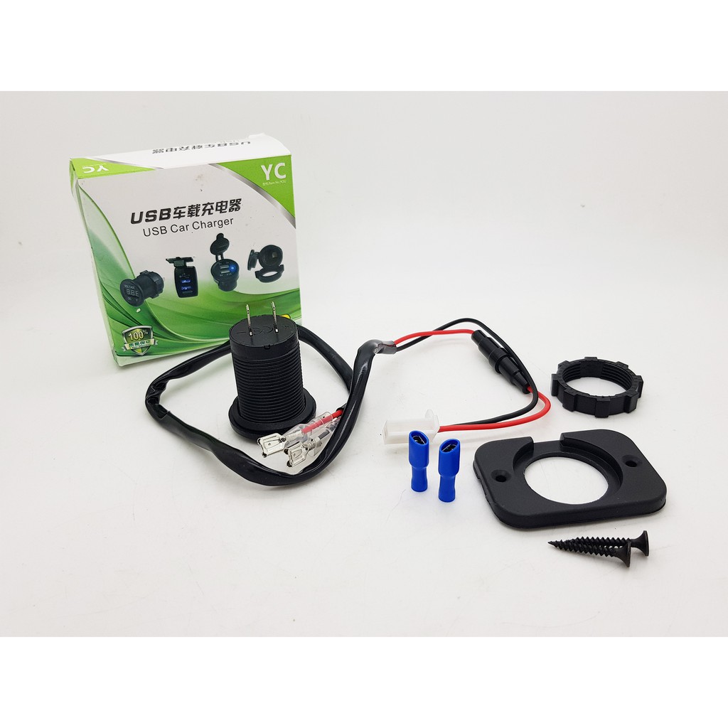 Motorcycle USB Charger 2 Output (5V, 3,1A) + Kabel Set + Fuse