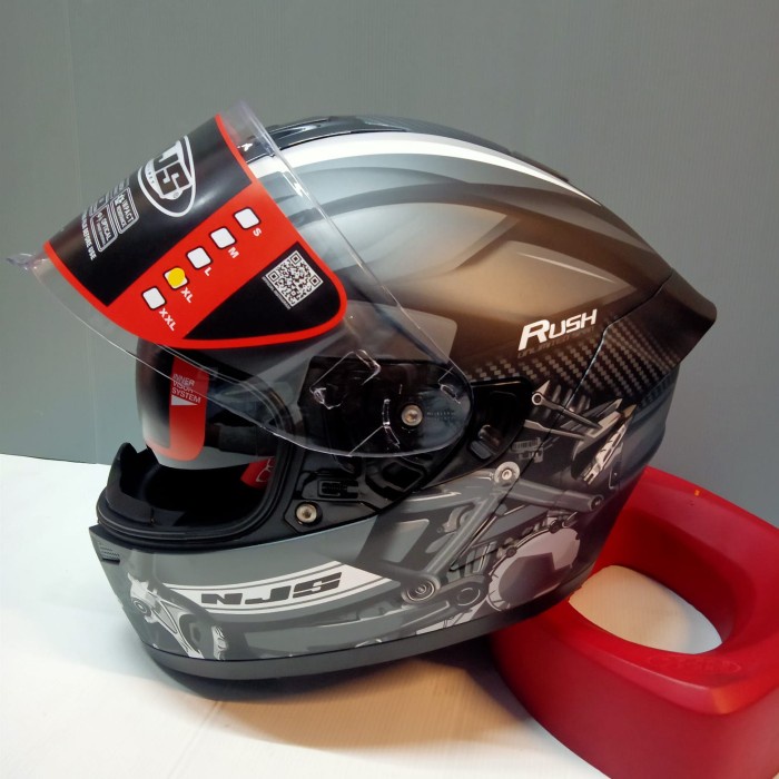 HELM NJS ZX1 RUSH BLACK SILVER DOUBLE VISOR FULLFACE NJS ZX-1 ORIGINAL