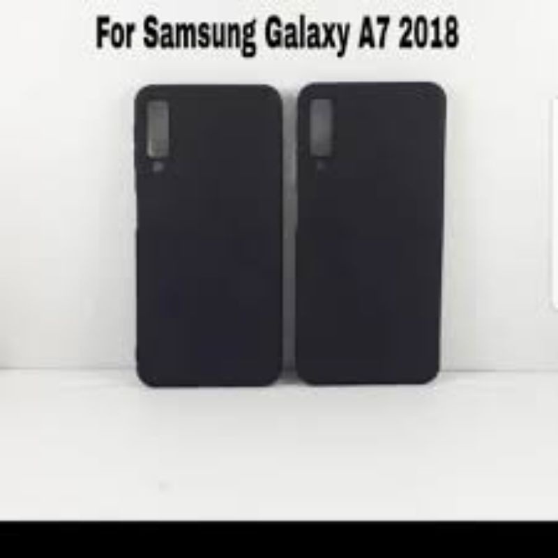 Premium Soft Case Black Matte HP Samsung A7 2018 Casing Silikon Slim Blackmatte Hitam Polos Murah
