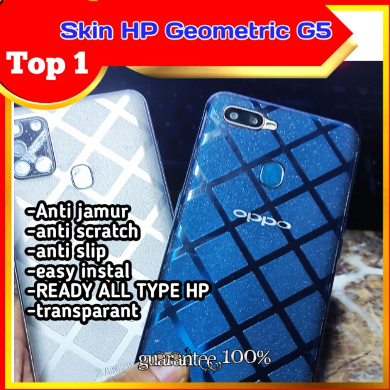 garskin hp + garskin camera anti jamur glitter geomettic g5 all tipe all merek hp