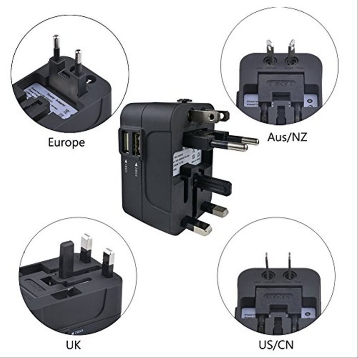 Universal Charger Adaptor Power Internasional Dengan Dual USB Port