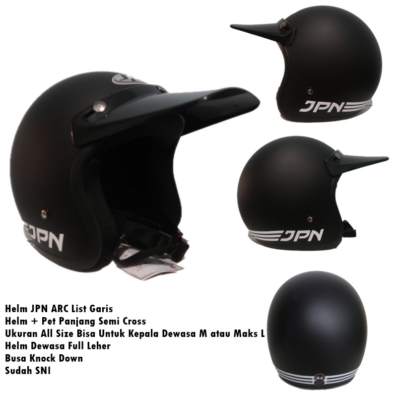 Helm Bogo JPN ARC Hitam Doff + Pet Fino Panjang