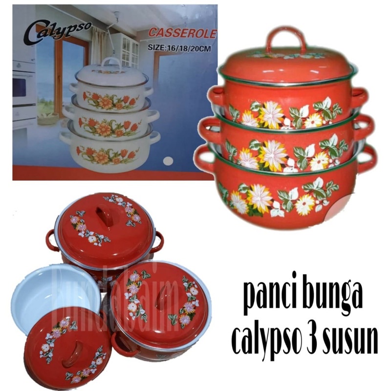 Calypso Set Panci Enamel 3in1 / Susun 3