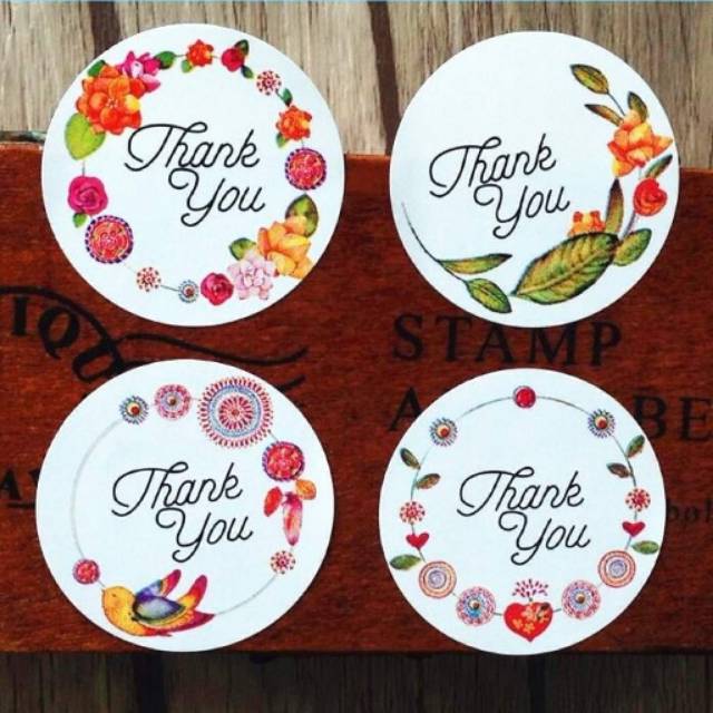 

Sticker Thank You Stiker Segel Kemasan Envelope Sealer Packaging Label Box hampers Flower Love L35