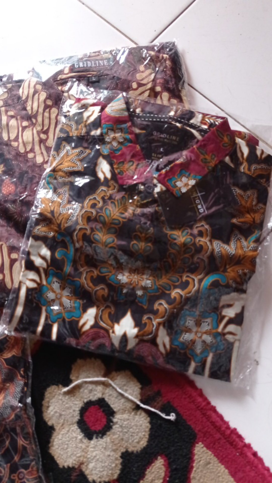 [gridline - Ls043 Navy & Black] Kemeja Batik Pria Katun Lengan Panjang Slimfit Premium Match Best