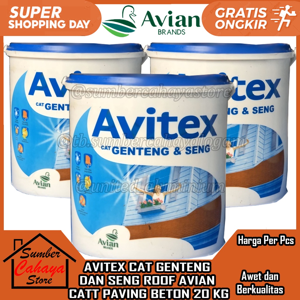 AVITEX CAT GENTENG DAN SENG ROOF AVIAN CATT PAVING BETON 20 KG 20KG WATERBASED CET ATAP ASBES GENTIN
