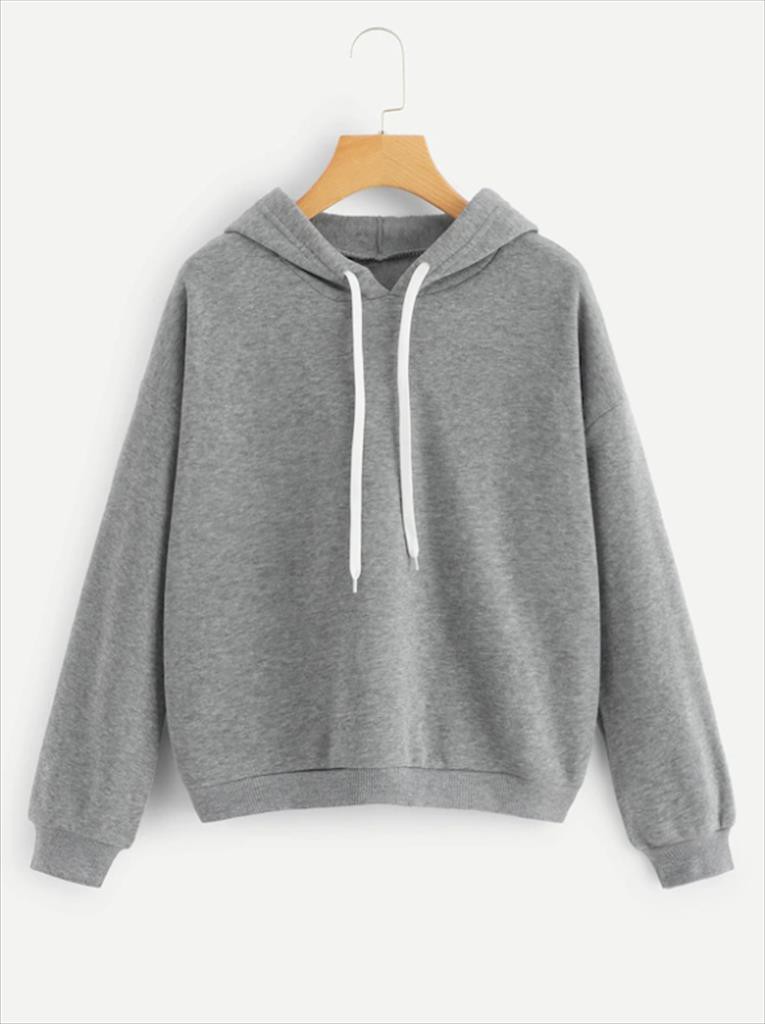 GOCER SWEATER XL HOODIE WANITA PLAIN-MISTY GREY
