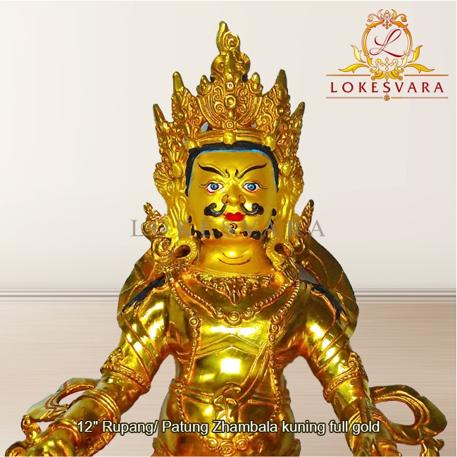 Patung Rupang Arca Logam Zhambala Kuning 12inch Full Gold