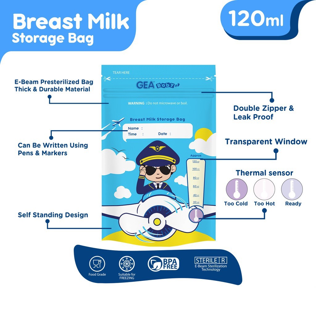 Gea Baby Breast Milk Storage Bag Pilot 120ml Kantong Asi