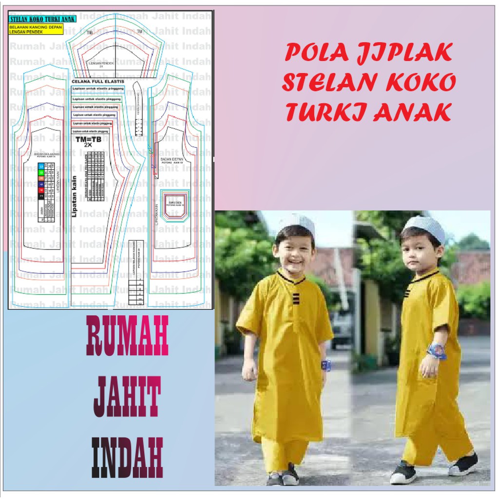 Pola Baju Pola Jahit Stelan Koko Turki Anak Shopee Indonesia