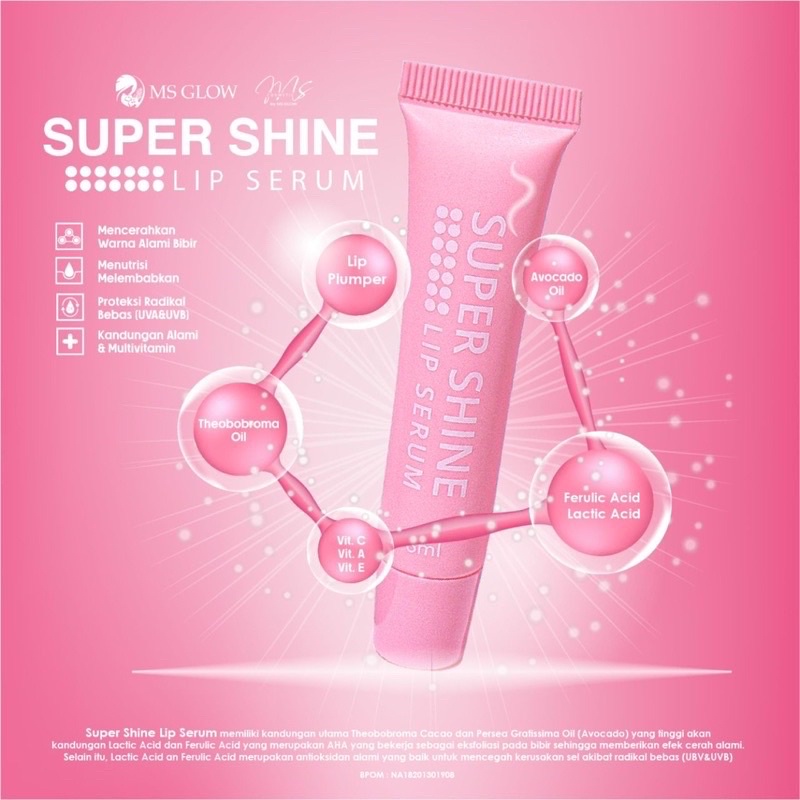 LIP SERUM MS GLOW SUPER SHINE ORIGINAL PELEMBAB PEMERAH BIBIR