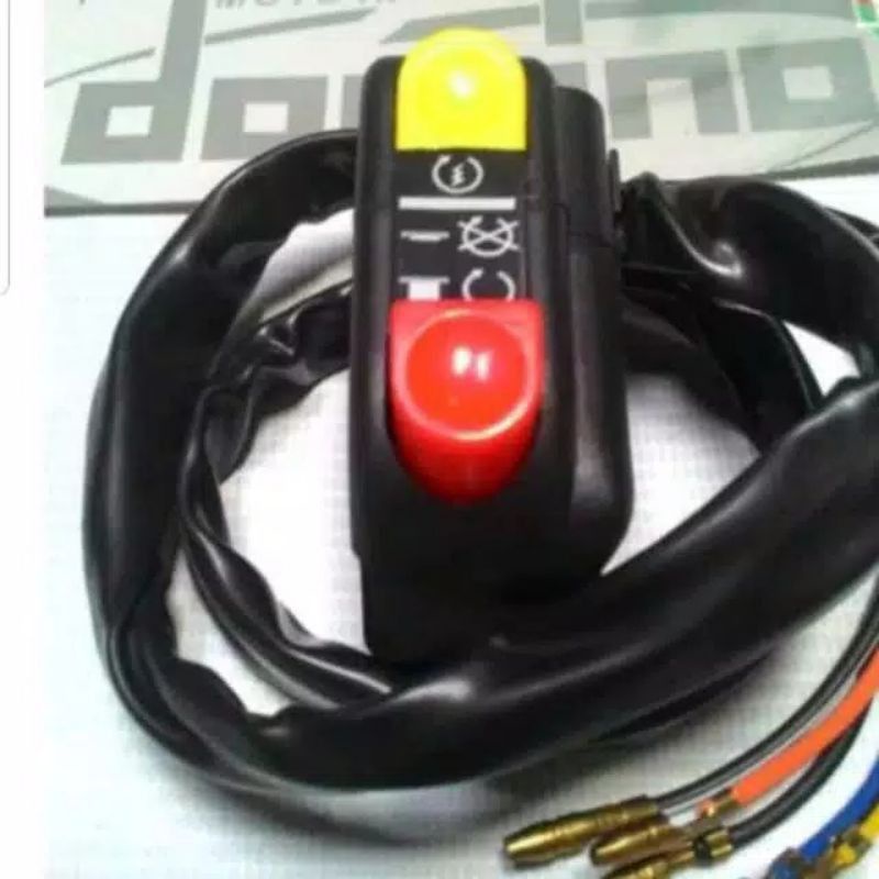 Saklar Motor Variasi 2 Tombol Merk Domino, Saklar Lampu On/Off & Stater Domino Kanan On/Off & Stater
