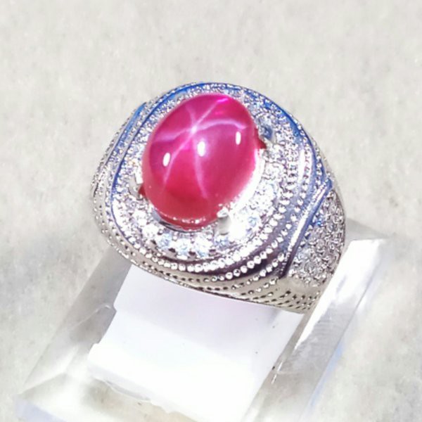 CINCIN BATU AKIK PERMATA AMERICAN STAR RED 6 STAR MEWAH BERKELAS