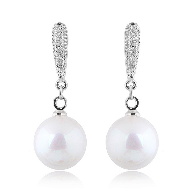 LRC Anting Tusuk Simple Color Pearl&amp;diamond Decorated A56556