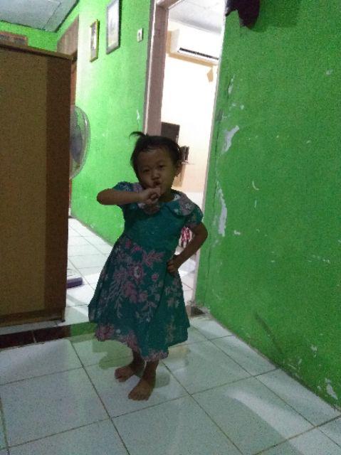 Qnunbatik Dress/terusan Batik Anak Perempuan Kd Melati Dasar Warna