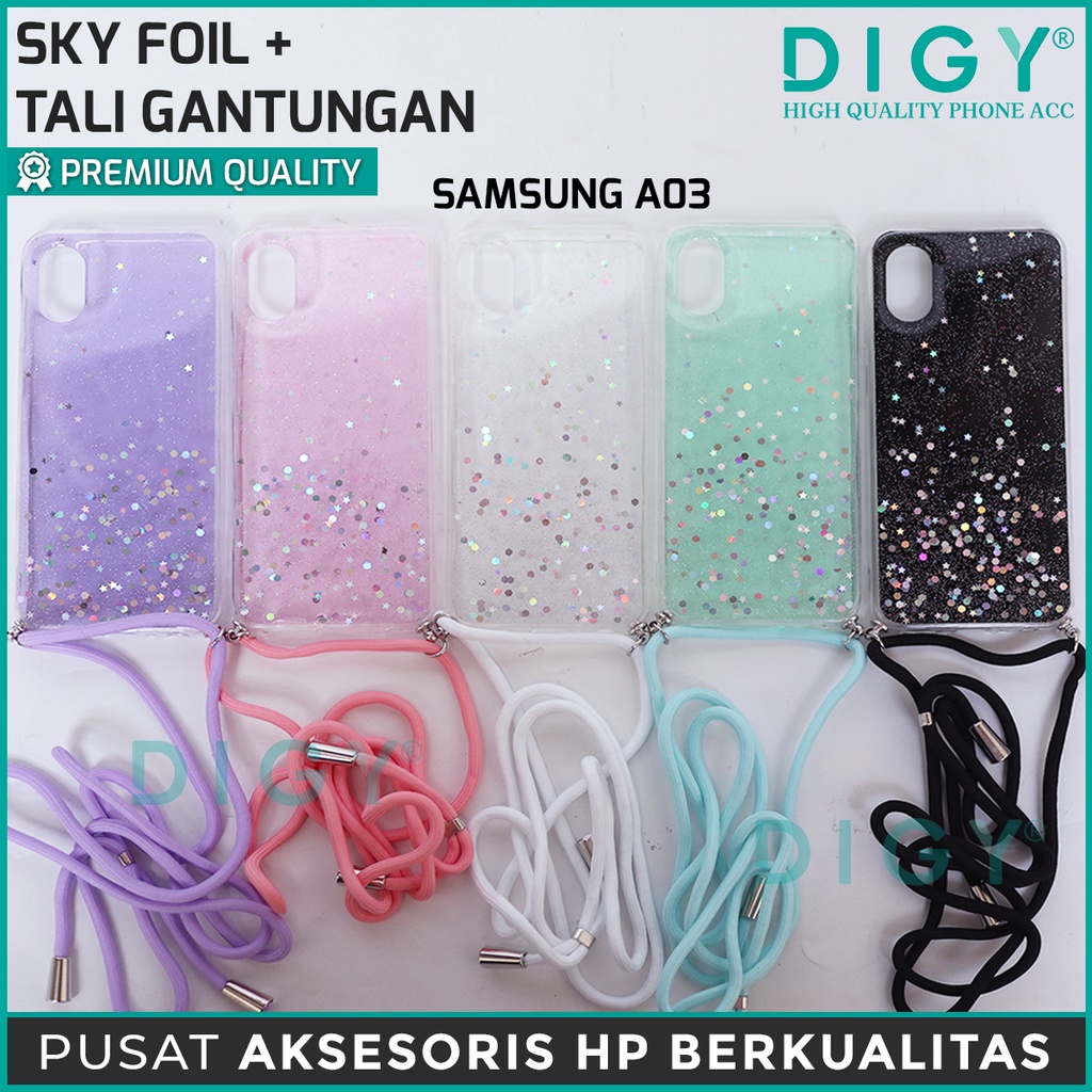 SAMSUNG A22 A32 A12 A21S A11 M11 A01 CORE M51 J2 prime Termurah Case plus gantungan Sky Foil Tali Hp Lanyard Rope