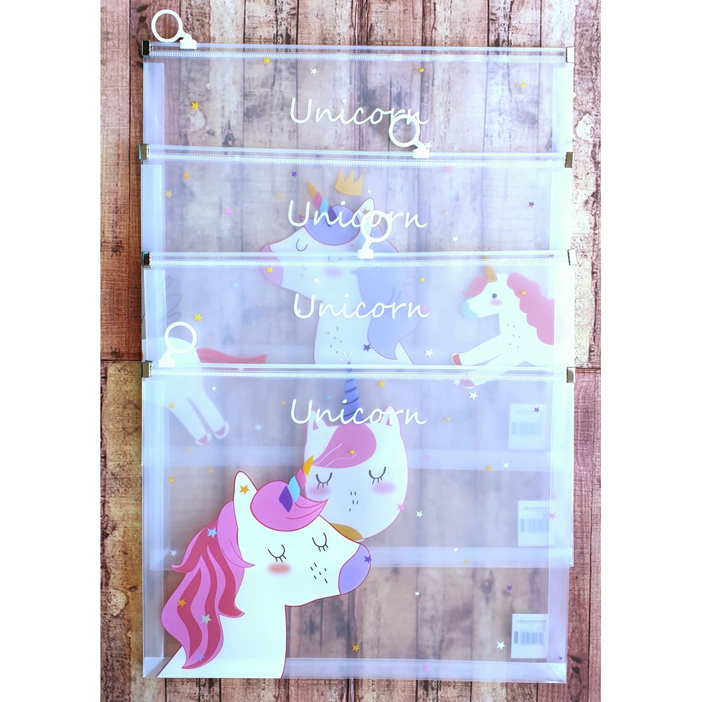 4 Pcs Map Plastik Ziplock Unicorn CZ-B0423 Ukuran A4