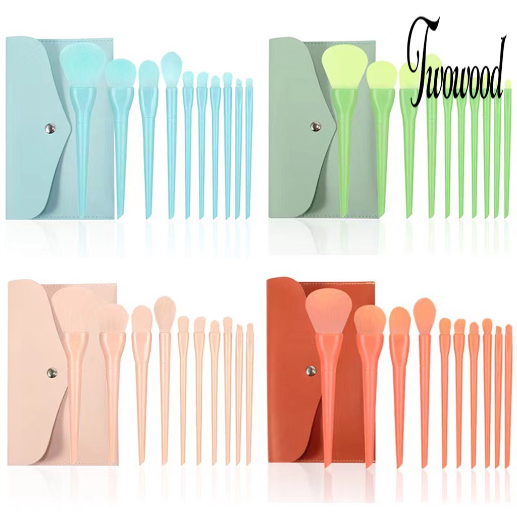 10pcs / Set Brush Eyeshadow Highlight Warna Permen Dengan Gagang Tiga Dimensi