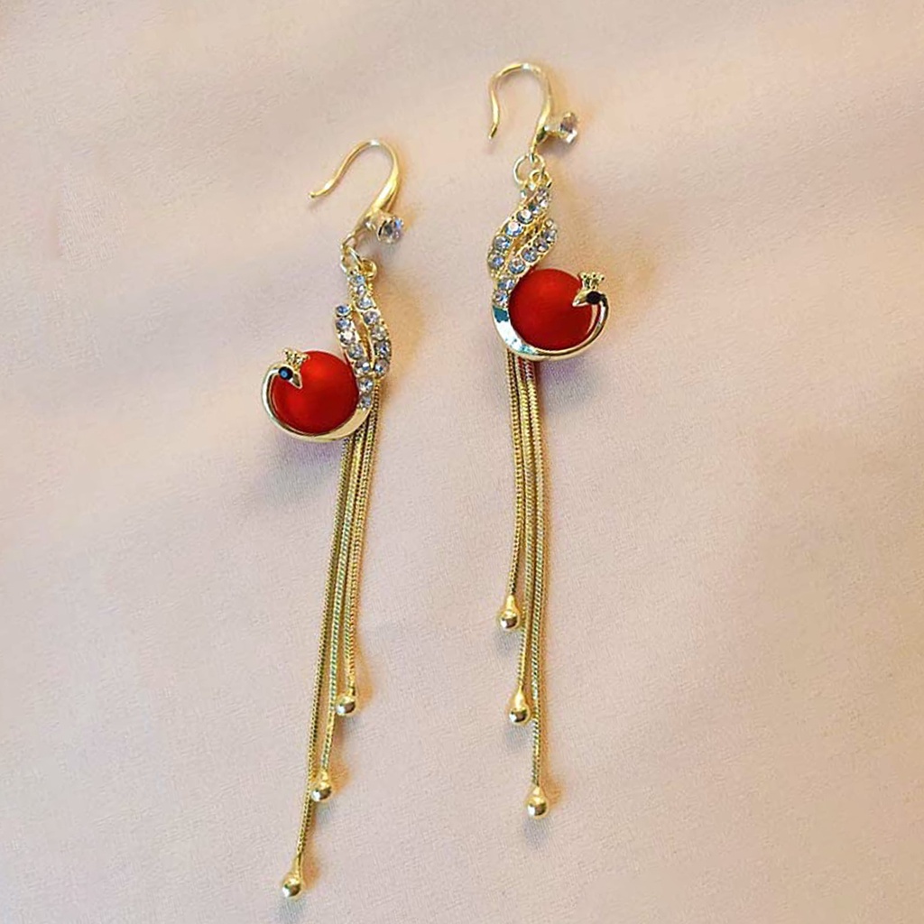 Hu Hu Hu Hu Hu Alat Bantu Pasang Kacamata♡ 1 Pasang Anting Kait Gantung Wanita Bahan Alloy Desain Merak Hias Mutiara Imitasi Untuk Pesta