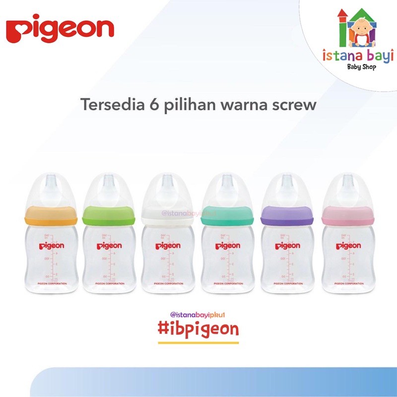 Pigeon Botol Gelas Wide Neck 160 ml W/P-Plus Nipple/Botol susu bayi