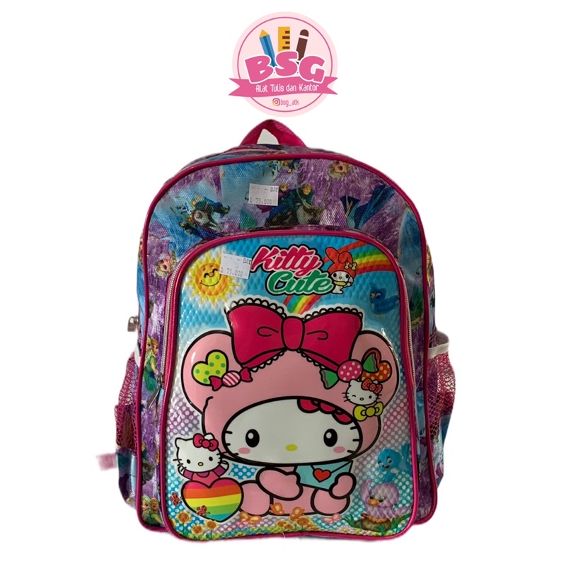 Tas ransel anak perempuan warna ungu motif hellokitty