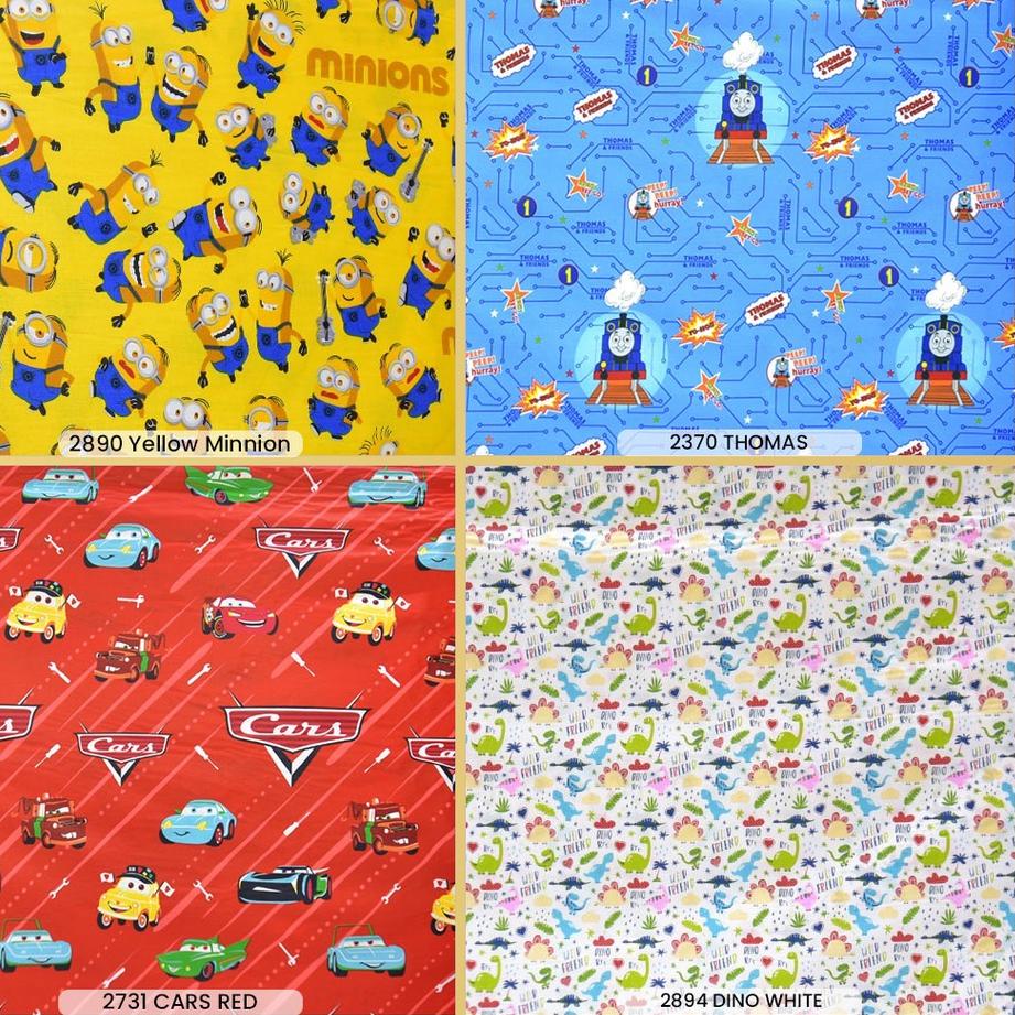 [PRODUK BZJFM] KAIN SPREI CVC KATUN LOKAL KARAKTER ANAK MOTIF BOLA, CARS, THOMAS, CAT, KEROPI METERA