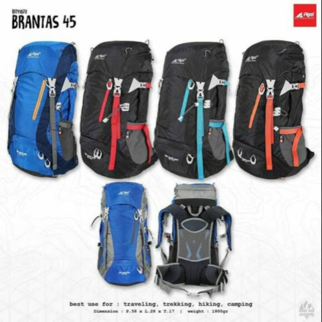 Tas Gunung Rei Brantas 45+5 Include Raincover - Carrier Rei Brantas 45 + 5