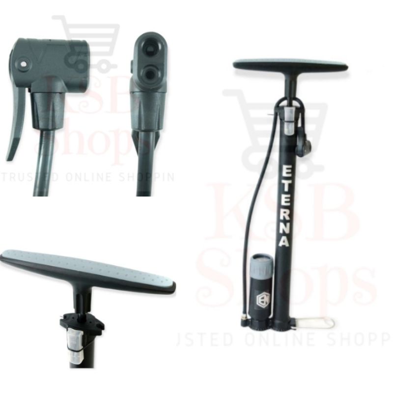 [KSB] Bicycle Air Pump Pompa Angin Ban Sepeda dan Motor merk ETERNA Aluminium dengan Tekanan Meter M