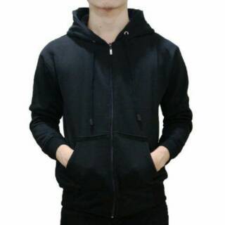 COD Jaket Polos Hoodie Zipper Hitam