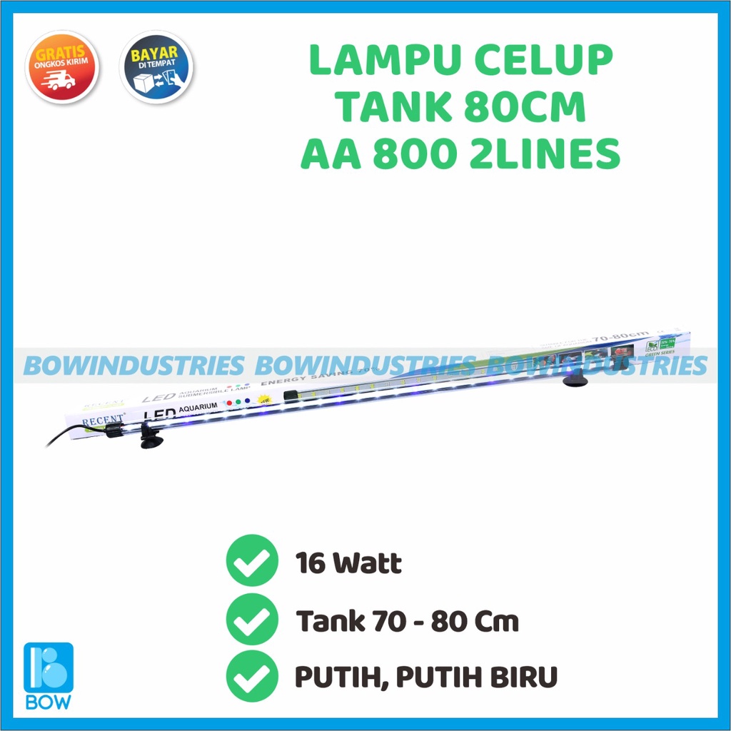 LAMPU LED CELUP AQUARIUM RECENT AA 800 LED 2LINES AQUASCAPE 16WATT BPD
