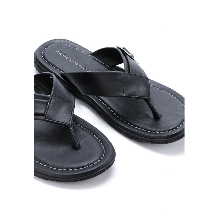 SANDAL JEPIT KULIT ANDRE VALENTINO PRIA ORIGINAL CASUAL HITAM AVM10