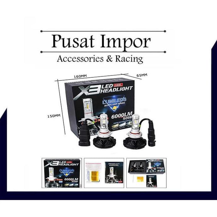 lampu led headlamp mobil h11 philips x3 best quality 3 warna