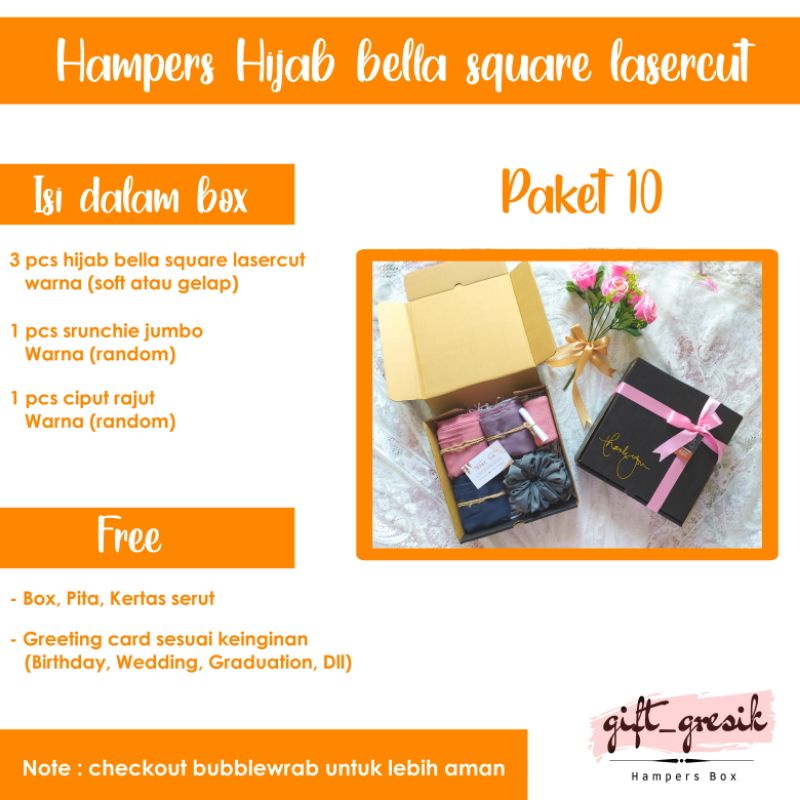 

Hampers hijab/Gift box hijab/Paket 10/gift box/Kado ulang tahun/Wisuda/Nikahan