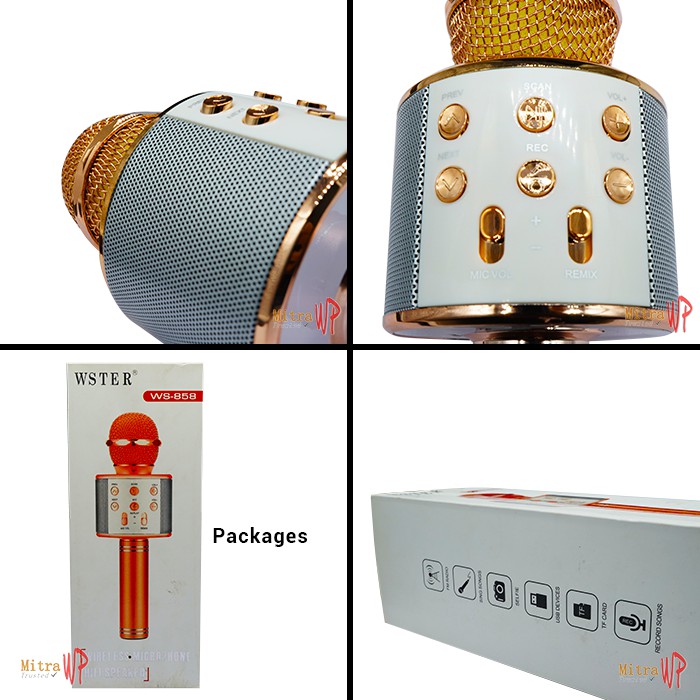 gitar bass murah berkualitas Mic Microphone SMULE WS-858 KARAOKE Di HP - Hitam Diskon