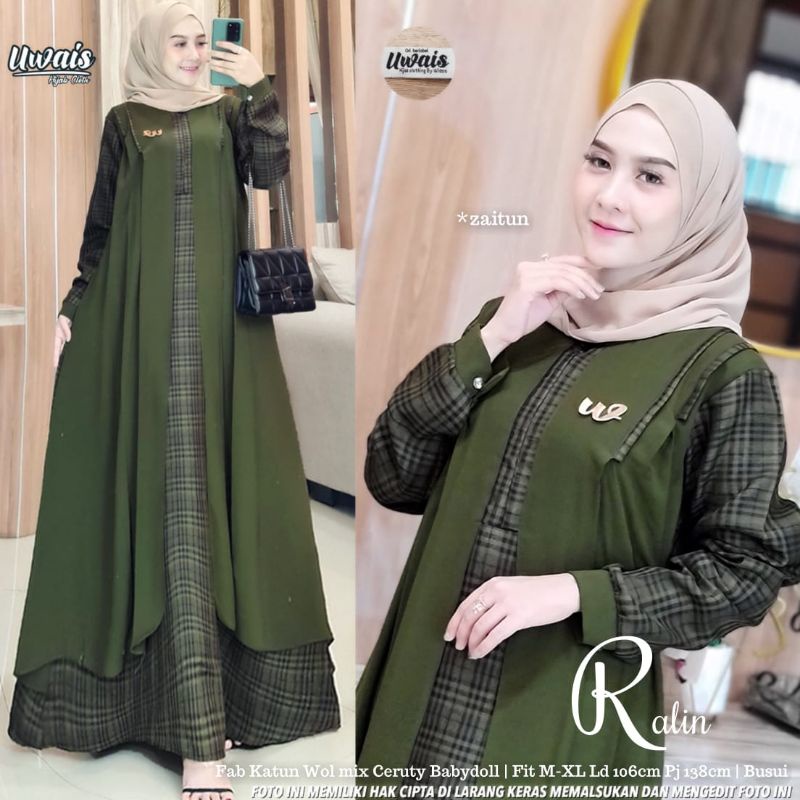 Ralin Original By Uwais Gamis Wanita Bahan Ceruty Terbaru