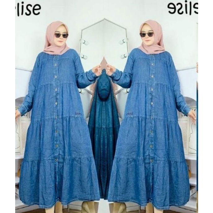 bisa cod/gamis jeans terlaris 2022/gamis jeans kekinian 2022/gamis jeans terbaru 2022/gamis jeans ju