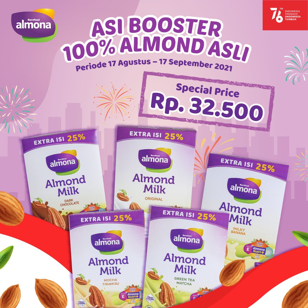 ALMONA ALMOND MILK POWDER ASI BOOSTER | PELANCAR ASI DAUN KATUK FIBER