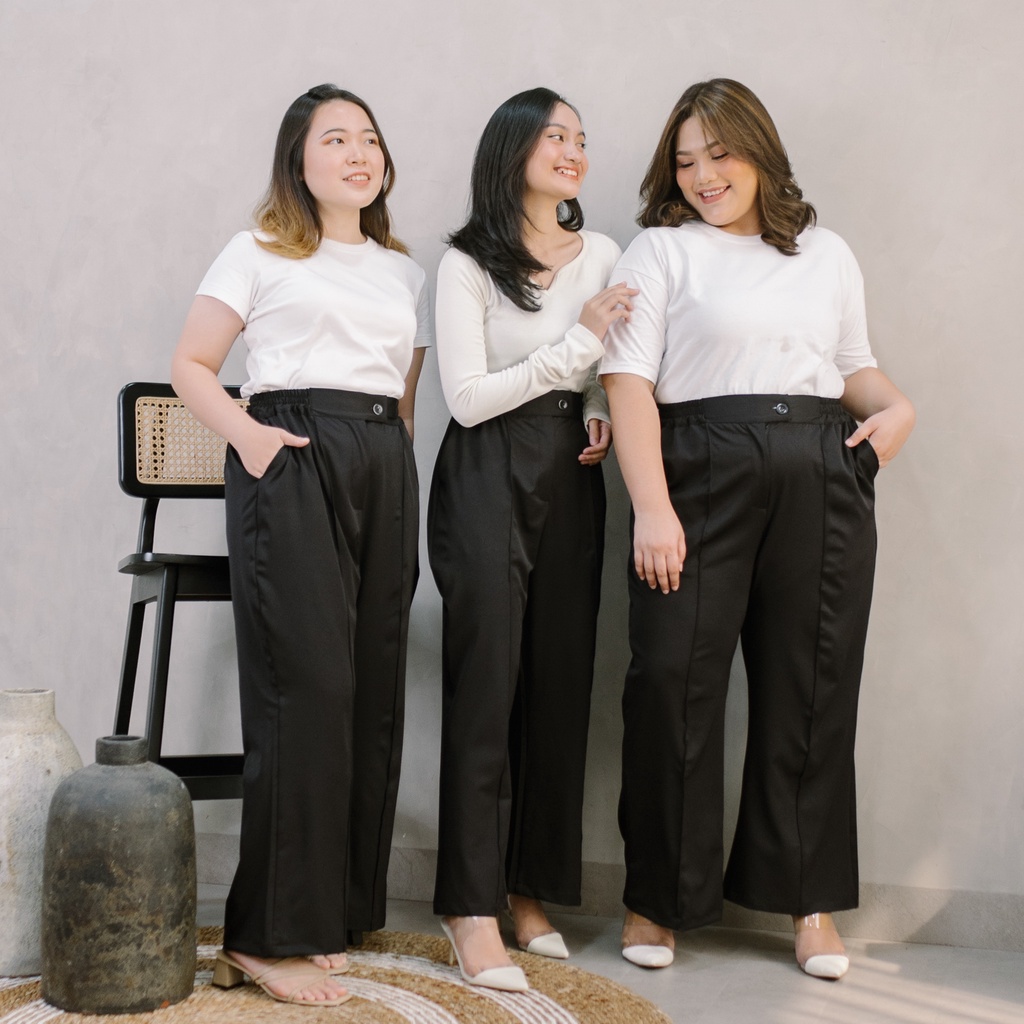 Jual Ie Demode Alexa Celana Panjang Kerja Kantor Wanita Overlong Fit And Flare Pants Bahan Allya