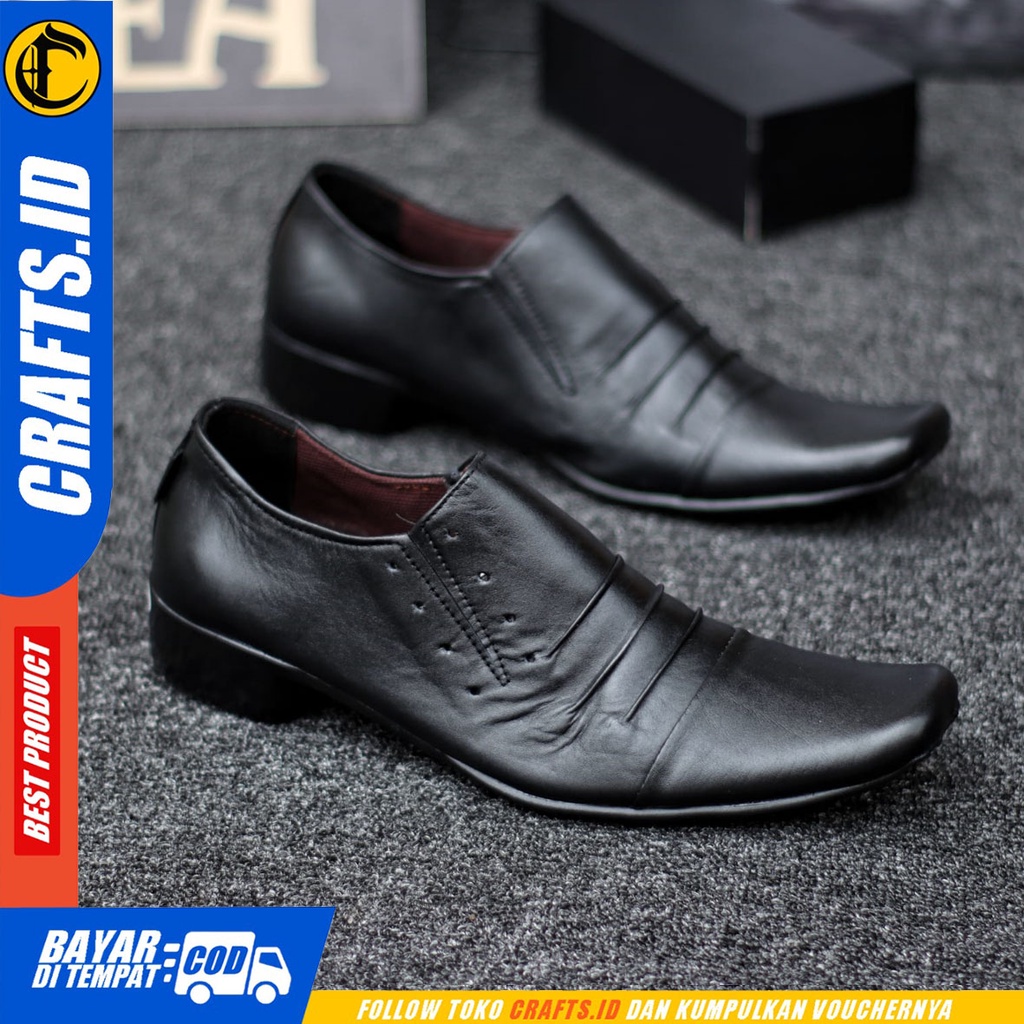 CRAFTS rempel - Sepatu Pantofel Formal Kulit Asli Kerja Slop Pria