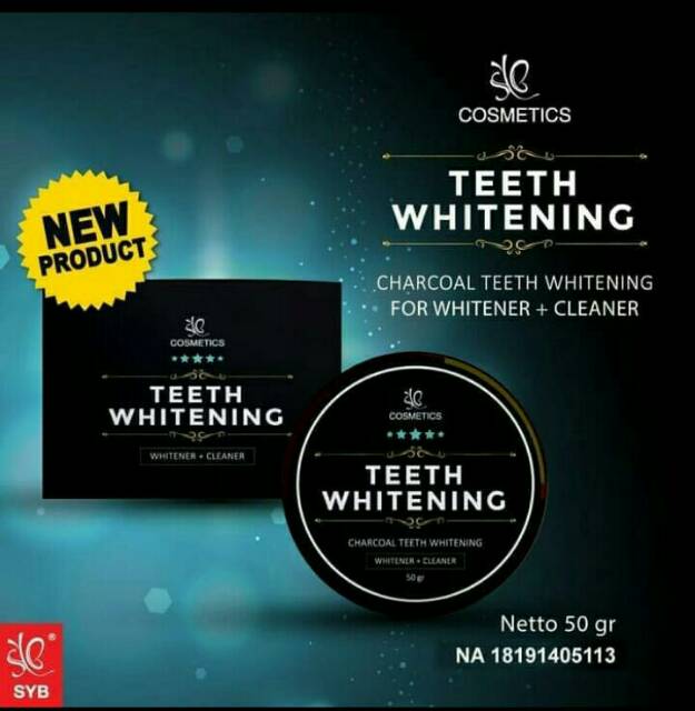 TEETH WHITENING PEMUTIH GIGI - CHARCOAL TEETH WHITENING SYB COSMETICS BPOM