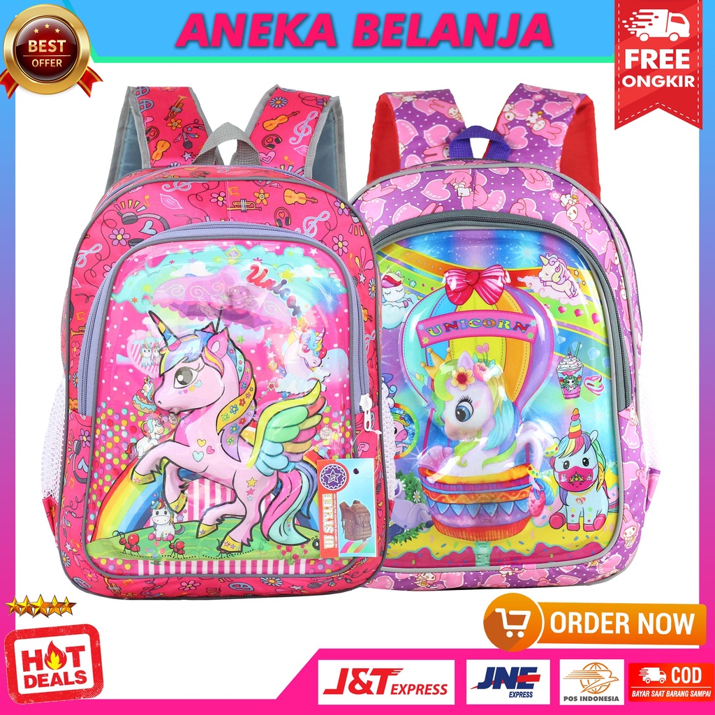 Tas Anak Lampu Motif Unicorn Warna Pink Imut Lucu Cocok Untuk Sekolah Anak Cewek Harga Ekonomis