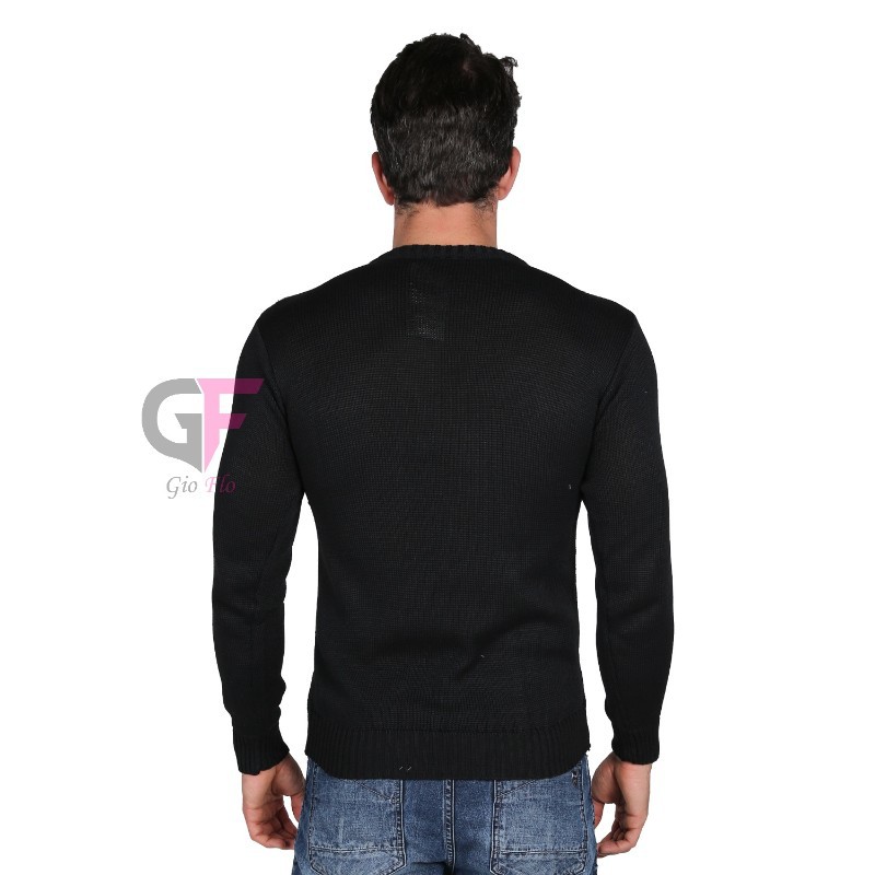 GIOFLO Sweater Kekinian Buat Cowok Outer Rajut Hitam / SWE 828