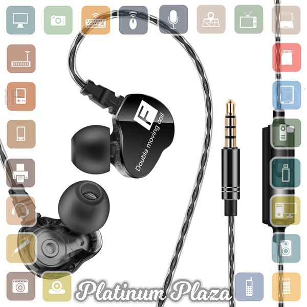 QKZ Dual Driver Earphone HiFi Dengan Mic - QKZ-CK9 - Black`RP390U-