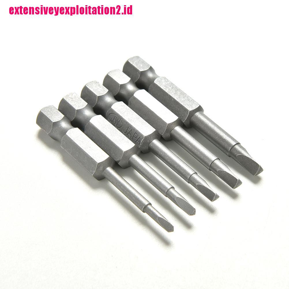 &lt; E2id &amp; &gt; 5pcs / Set Kepala Obeng Hex Shank 1 / 4 Magnetik 50mm Bahan S2 Steel