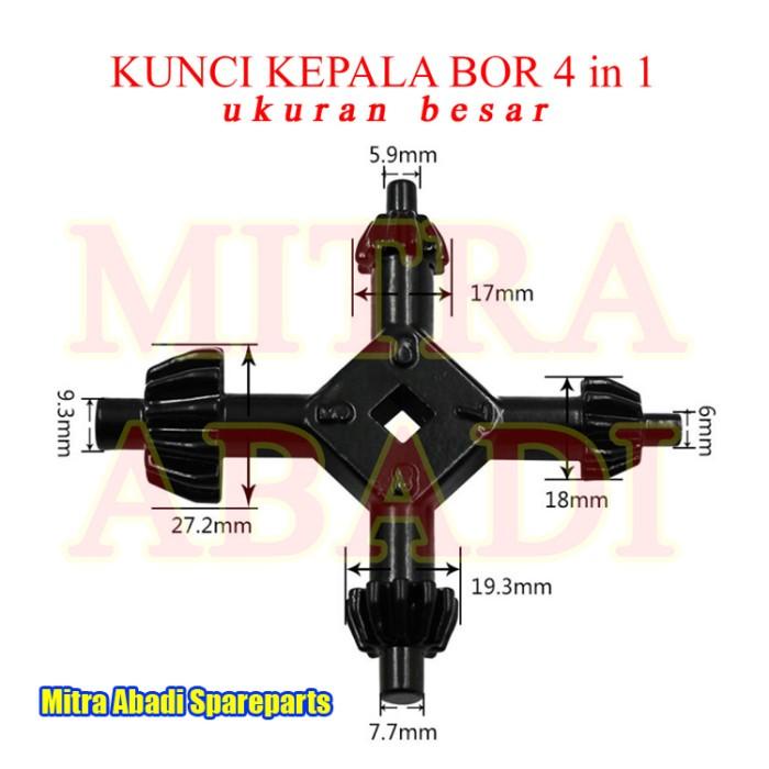 Kunci Kepala Bor 4 Cabang / Drill Chuck Key 4 IN 1 UNIVERSAL