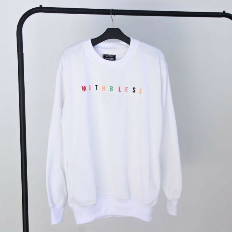 BISA COD | SWEATER MOTHBLESS PREMIUM | SWEATER MOTHBLESS PUTIH | SWEATER UNISEX CEWEK-COWOK